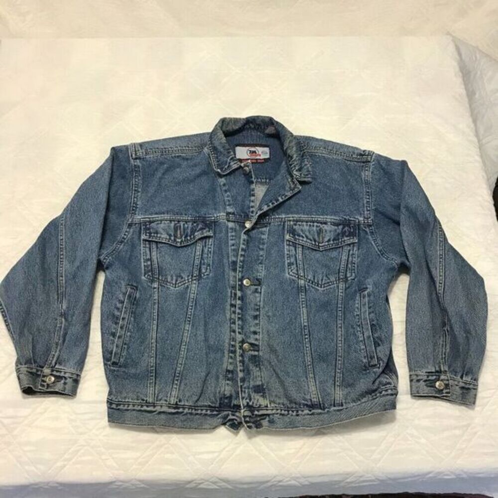 Vtg Bugle Boy The Millennium Series 7M Denim Blue Jean Jacket Coat‎ Mens Large